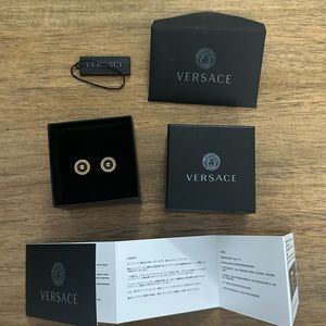 Versace Medusa earrings black golden enamel stud authentic made in Italy box tag